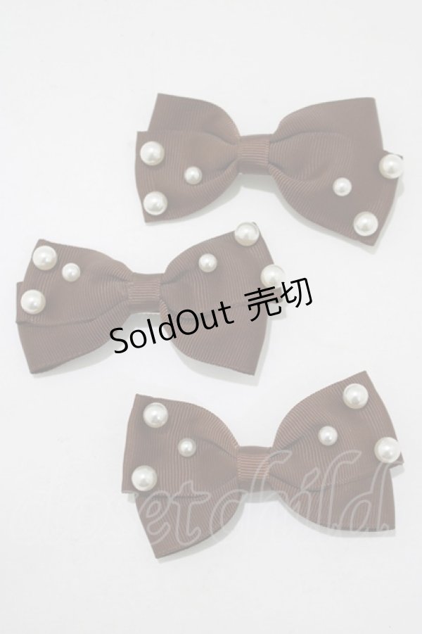 画像1: m petit by misako / AM3Pリボンクリップ  ブラウン H-25-11-13-1076-LO-AC-NS-ZH (1)