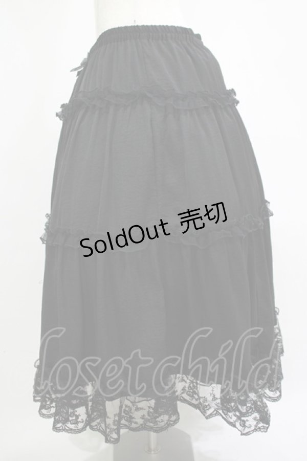 画像2: m petit by misako / サテンキリカエペチスカート 4L ブラック H-25-11-13-1010-LO-SK-NS-ZH (2)