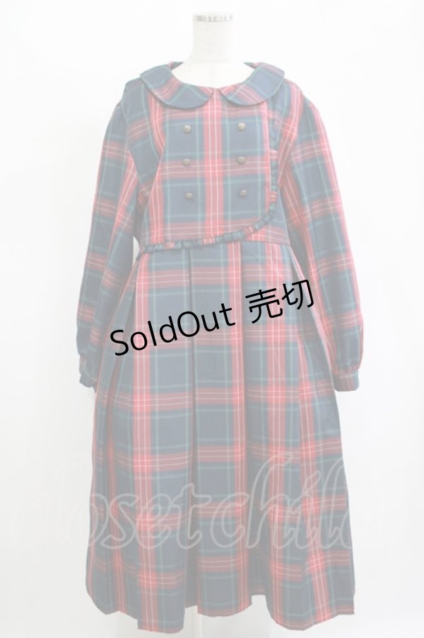 画像1: FLC / MINA*タータンチェックワンピース 4L グリーン H-25-11-13-1013-LO-OP-NS-ZH (1)