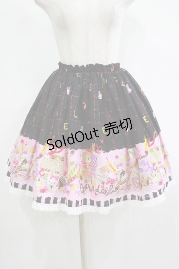 画像1: metamorphose / おえかきくまちゃんミニスカート Free ブラック H-25-11-13-1019-ME-SK-NS-ZH (1)