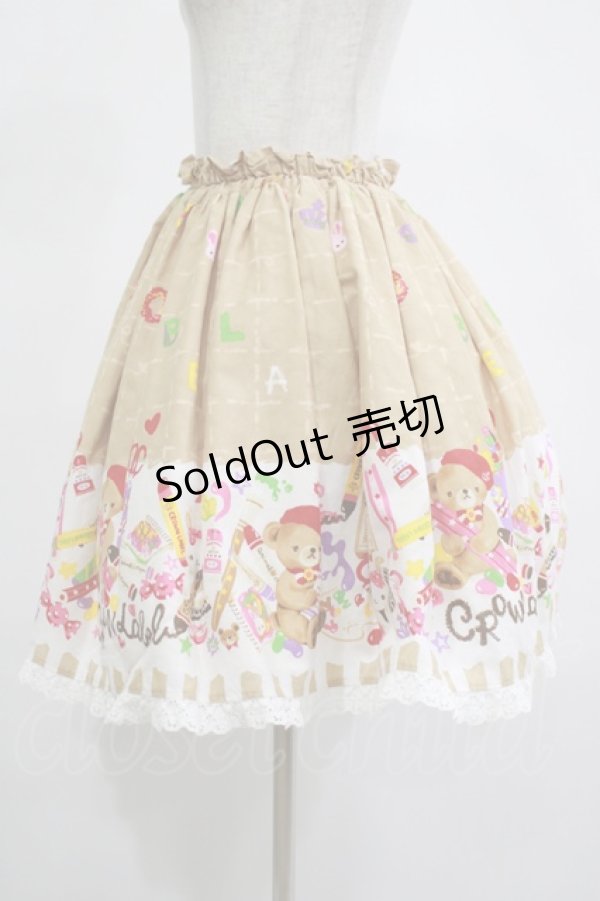 画像2: metamorphose / おえかきくまちゃんミニスカート Free ベージュ H-25-11-13-1020-ME-SK-NS-ZH (2)