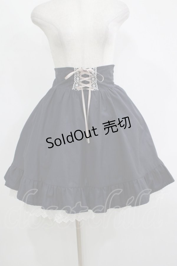 画像1: Blue rouge / レースアップスカート Free ブラック H-25-11-13-1023-CA-OP-NS-ZH (1)