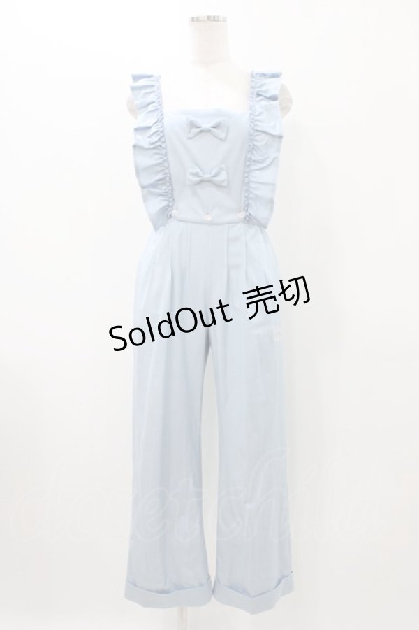 画像1: 【SALE】Shirley Temple / リボンフリルサロペットパンツ  サックス H-25-11-13-011-ET-PA-KB-ZT467 (1)