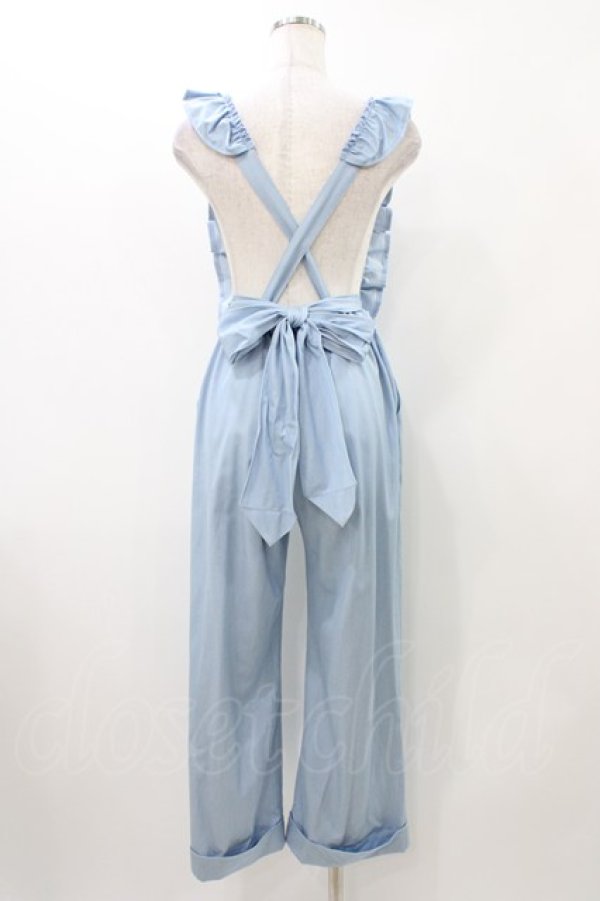 画像2: Shirley Temple / リボンフリルサロペットパンツ  サックス H-25-11-13-011-ET-PA-KB-ZT467 (2)