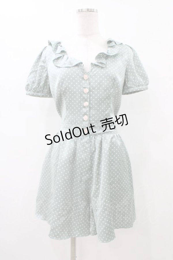 画像1: MILK / ラッフルカラーコンビネゾン  グリーン H-25-11-13-012-ML-PA-KB-ZT465 (1)