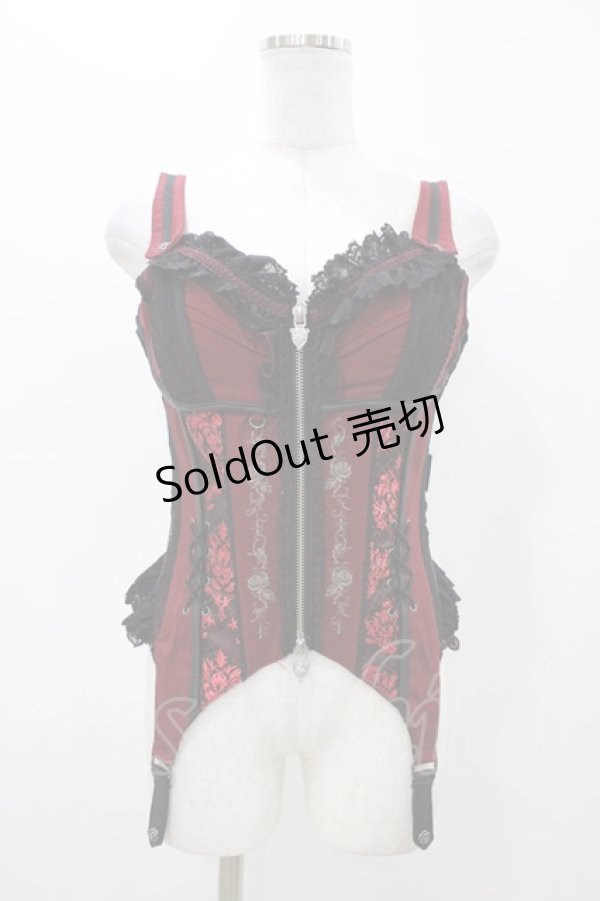 画像1: Ozz oneste / 薔薇刺繍コルセットビスチェ  赤 H-25-11-13-013-OO-TO-KB-ZH (1)