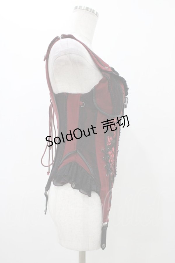 画像3: Ozz oneste / 薔薇刺繍コルセットビスチェ  赤 H-25-11-13-013-OO-TO-KB-ZH (3)