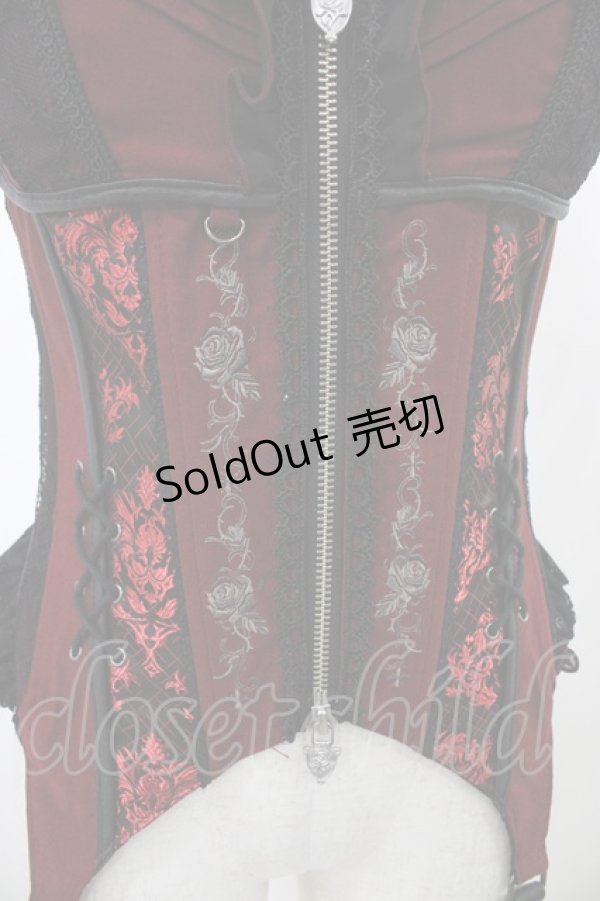画像4: Ozz oneste / 薔薇刺繍コルセットビスチェ  赤 H-25-11-13-013-OO-TO-KB-ZH (4)