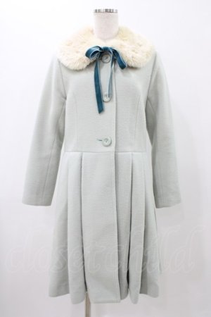 画像: Leur Getter / フラワーレースファー衿付コート M ミント H-25-11-13-014-LU-CO-KB-ZH