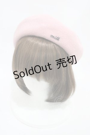 画像: MILK / Marieハートベレー  ピンク×ブラック H-25-11-13-003-ML-AC-KB-ZH