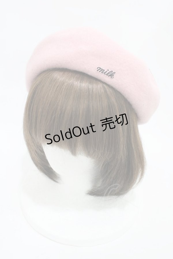 画像1: MILK / Marieハートベレー  ピンク×ブラック H-25-11-13-003-ML-AC-KB-ZH (1)