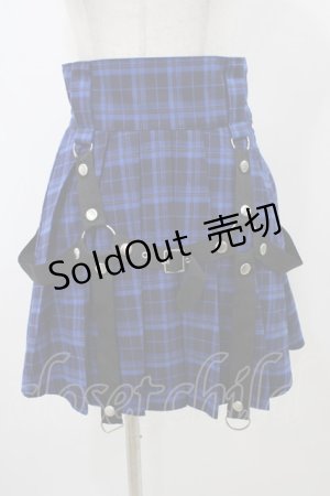 画像: LISTEN FLAVOR / ハーネスプリーツスカート  ブルーチェック H-25-11-13-031-PU-SK-KB-ZH