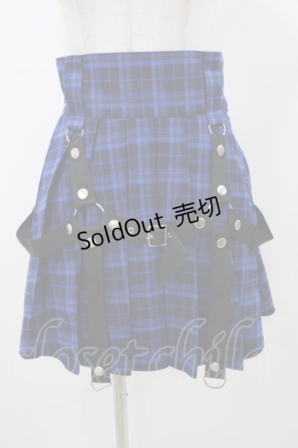 画像1: LISTEN FLAVOR / ハーネスプリーツスカート  ブルーチェック H-25-11-13-031-PU-SK-KB-ZH (1)