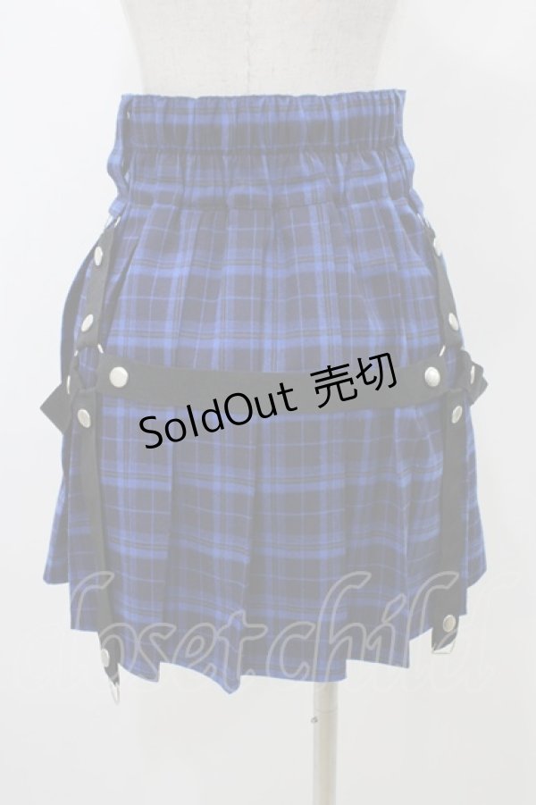 画像2: LISTEN FLAVOR / ハーネスプリーツスカート  ブルーチェック H-25-11-13-031-PU-SK-KB-ZH (2)