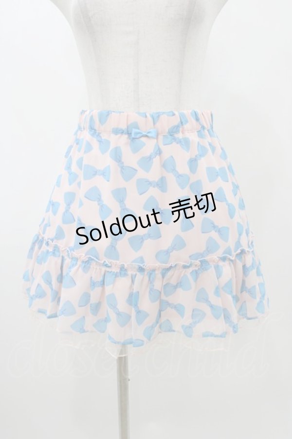 画像1: Emily Temple cute / ジョーゼットリボンスカート  ピンク×サックスリボン H-25-11-13-033-ET-SK-KB-ZH (1)