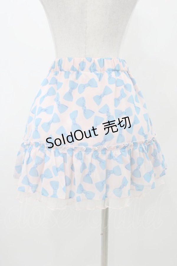 画像2: Emily Temple cute / ジョーゼットリボンスカート  ピンク×サックスリボン H-25-11-13-033-ET-SK-KB-ZH (2)