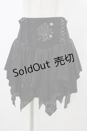 画像: Ozz oneste / 刺繍イレギュラーハイウエストスカート  ブラック H-25-11-13-034-OO-SK-KB-ZH