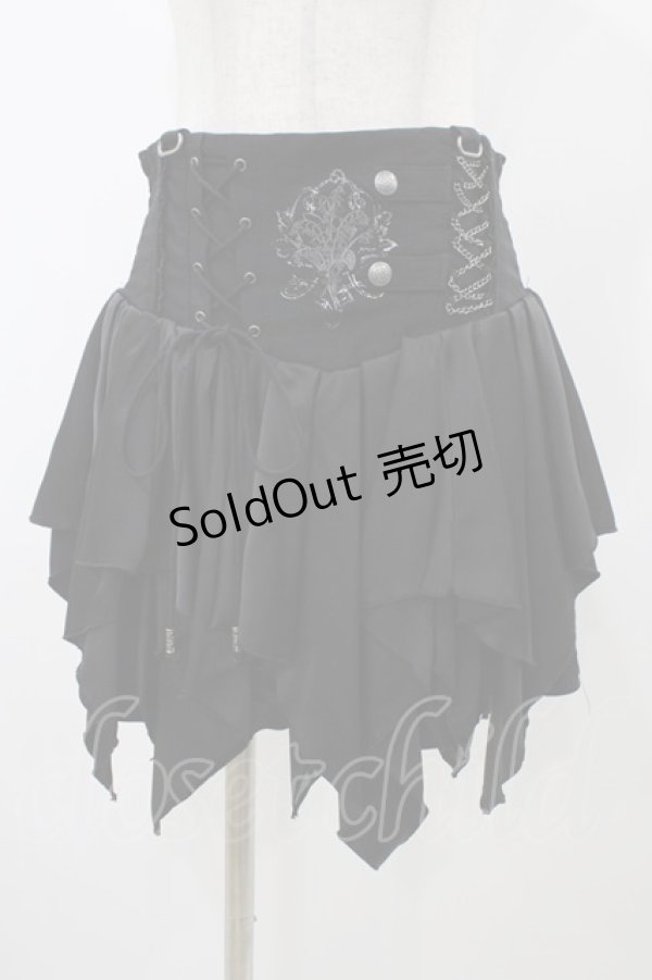 画像1: Ozz oneste / 刺繍イレギュラーハイウエストスカート  ブラック H-25-11-13-034-OO-SK-KB-ZH (1)