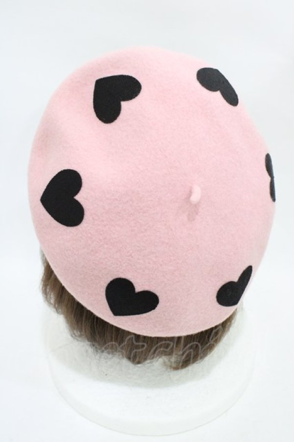 画像2: MILK / Marieハートベレー  ピンク×ブラック H-25-11-13-003-ML-AC-KB-ZH (2)