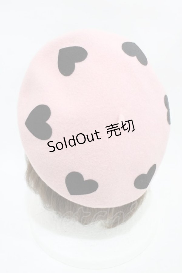 画像2: MILK / Marieハートベレー  ピンク×ブラック H-25-11-13-003-ML-AC-KB-ZH (2)