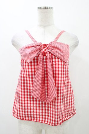 画像: MILK / ギンガムリボンキャミ  レッド H-25-11-13-037-ML-TO-KB-ZH