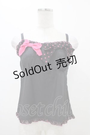 画像: MILK / リボンドットキャミ  黒×ピンク H-25-11-13-038-ML-TO-KB-ZH