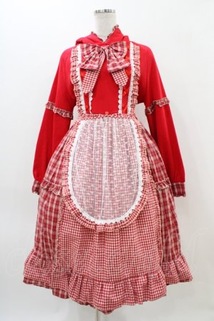 画像: Four Daughters（海外ロリータブランド） / エプロン付きパーカーワンピース Free レッド H-25-11-14-037-0-OP-NS-ZH