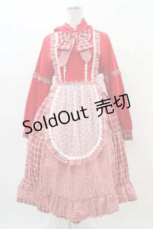 画像: Four Daughters（海外ロリータブランド） / エプロン付きパーカーワンピース Free レッド H-25-11-14-037-0-OP-NS-ZH