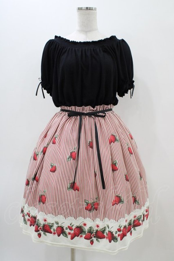 画像1: Ank Rouge / いちごストライプカットワンピース M ブラック H-25-11-14-041-CA-OP-NS-ZH (1)