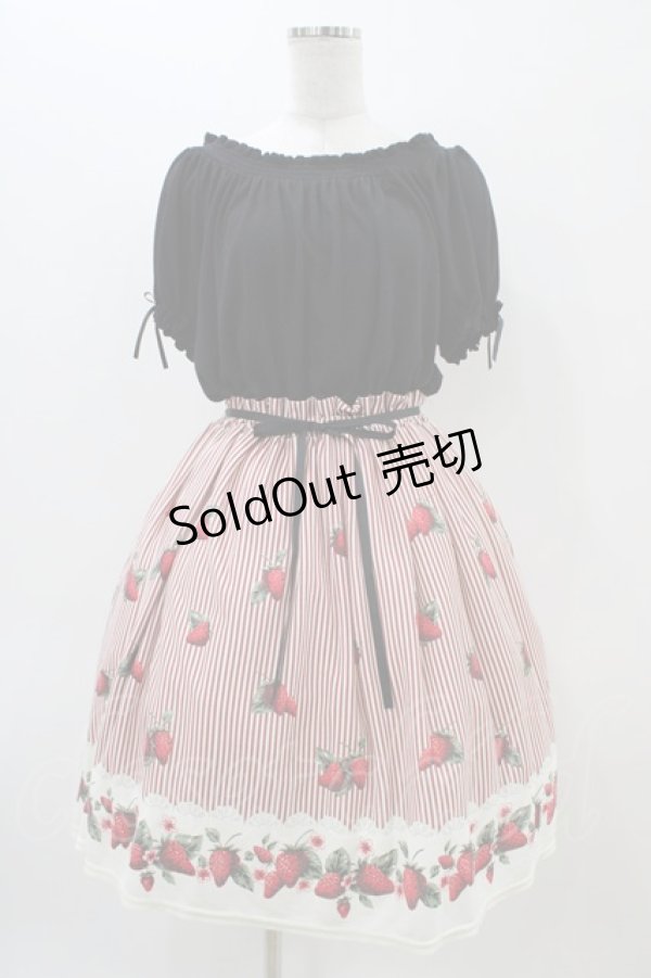 画像1: Ank Rouge / いちごストライプカットワンピース M ブラック H-25-11-14-041-CA-OP-NS-ZH (1)