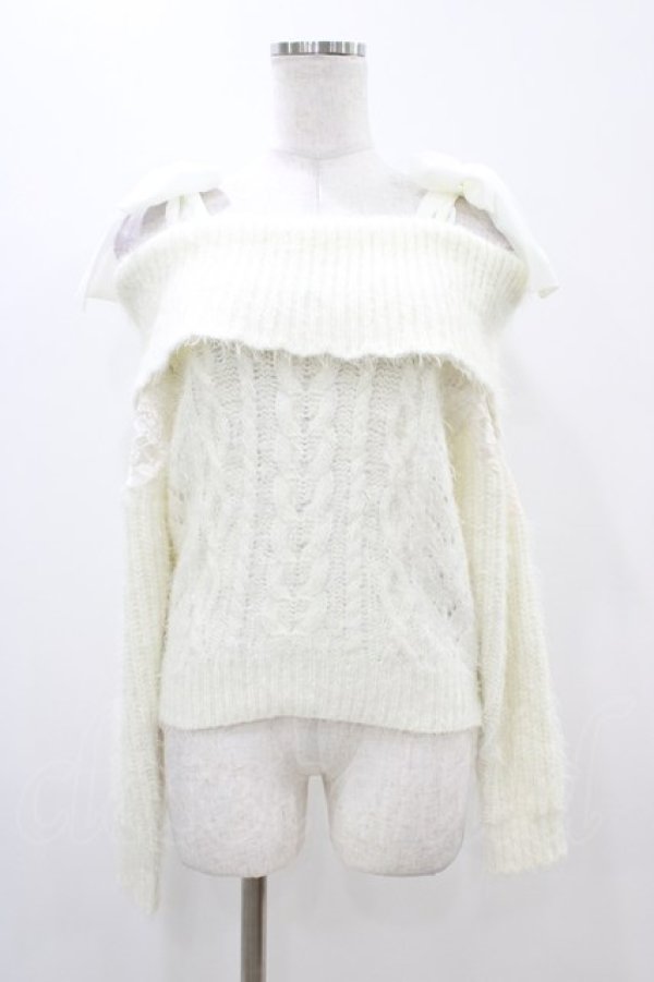 画像1: LIZ LISA / 肩リボンオフショルニット Free オフ H-25-11-14-050-LO-TO-NS-ZH (1)