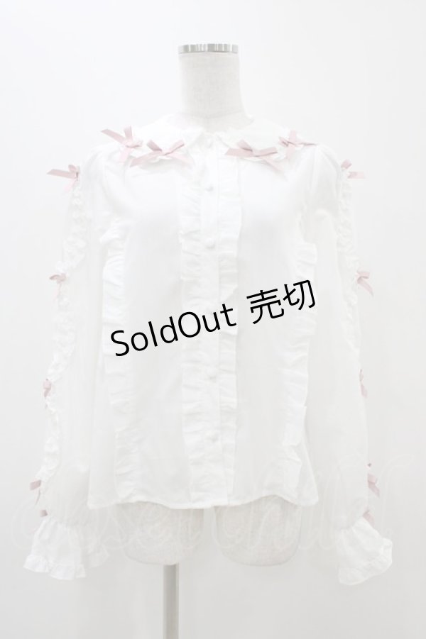 画像1: Chalmiere / フリルブラウス M オフ/ピンク H-25-11-14-052-0-BL-NS-ZH (1)