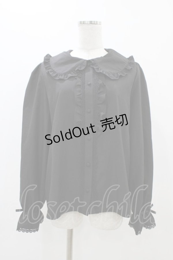 画像1: m petit by misako / AM マルエリフリルブラウス LL ブラック H-25-11-14-058-LO-BL-NS-ZH (1)