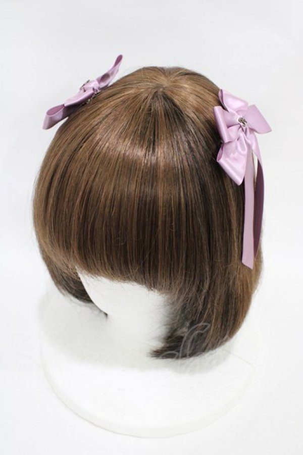 画像1: Innocent World / IWチャームサテンツインリボンクリップ  ラベンダー H-25-11-14-007-IW-AC-NS-ZH (1)