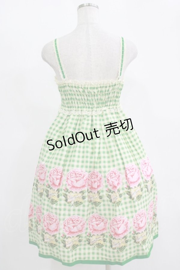 画像3: Emily Temple cute / ギンガム＆バラノースリーブワンピース  グリーン H-25-11-14-1003-ET-OP-KB-ZH (3)