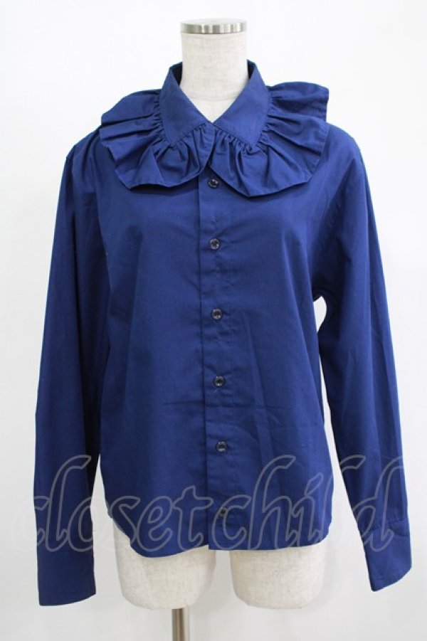 画像1: MILKBOY / フリルブラウス  ネイビー H-25-11-14-1027-MB-BL-KB-ZH (1)