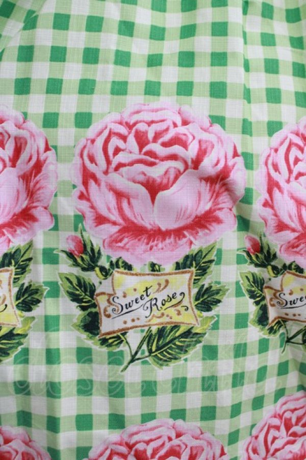 画像4: Emily Temple cute / ギンガム＆バラノースリーブワンピース  グリーン H-25-11-14-1003-ET-OP-KB-ZH (4)