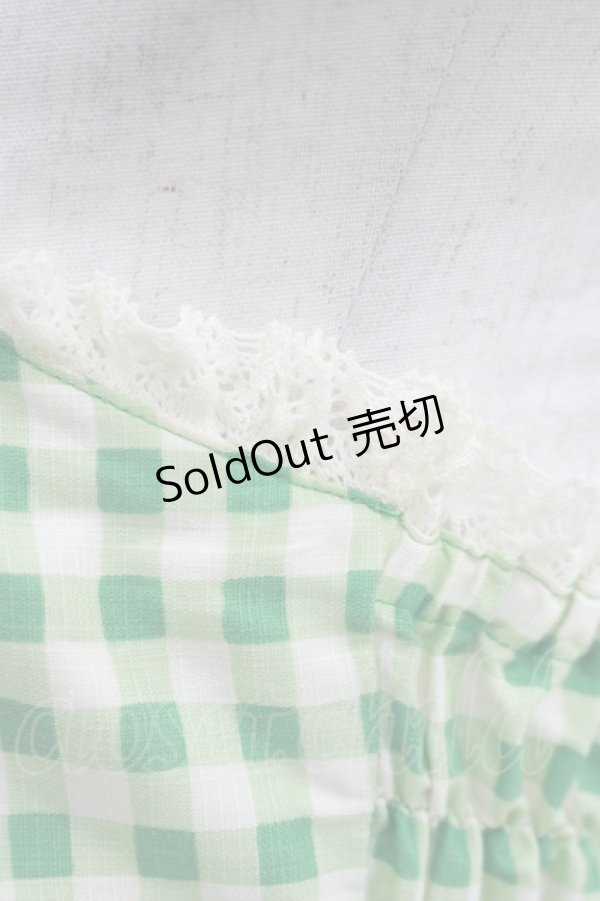 画像5: Emily Temple cute / ギンガム＆バラノースリーブワンピース  グリーン H-25-11-14-1003-ET-OP-KB-ZH (5)
