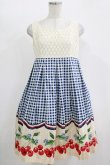 画像1: Emily Temple cute / ギンガムチェリーノースリーブワンピース  コン H-25-11-14-1004-ET-OP-KB-ZH (1)