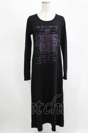 画像: ALGONQUINS / プリントロングカットワンピース  黒×紫 H-25-11-14-1033-AL-OP-KB-ZH