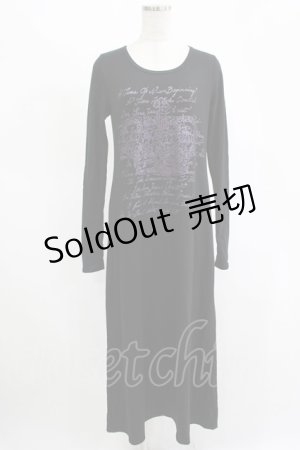 画像: ALGONQUINS / プリントロングカットワンピース  黒×紫 H-25-11-14-1033-AL-OP-KB-ZH