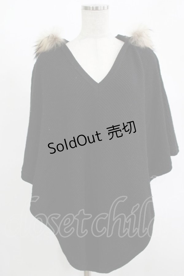 画像1: MILKBOY / ファー付ニットポンチョ  ブラック H-25-11-14-1036-MB-TO-KB-ZH (1)