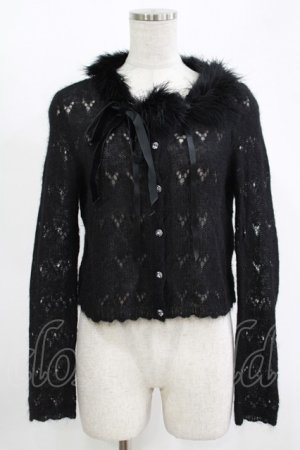 画像: MILK / ファーリボンカーディガン  ブラック H-25-11-14-1037-ML-TO-KB-ZH