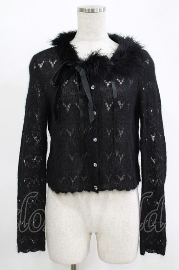 画像1: MILK / ファーリボンカーディガン  ブラック H-25-11-14-1037-ML-TO-KB-ZH (1)