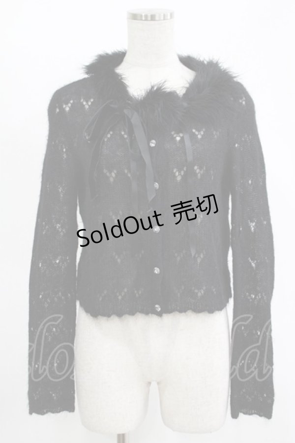 画像1: MILK / ファーリボンカーディガン  ブラック H-25-11-14-1037-ML-TO-KB-ZH (1)