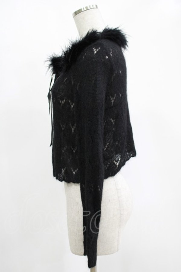 画像2: MILK / ファーリボンカーディガン  ブラック H-25-11-14-1037-ML-TO-KB-ZH (2)