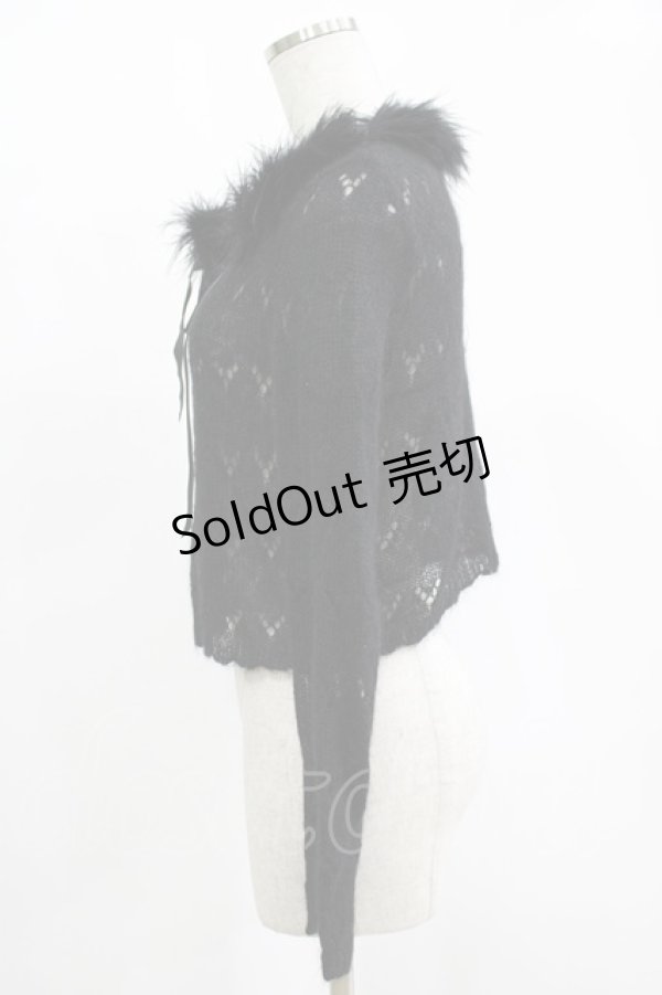 画像2: MILK / ファーリボンカーディガン  ブラック H-25-11-14-1037-ML-TO-KB-ZH (2)