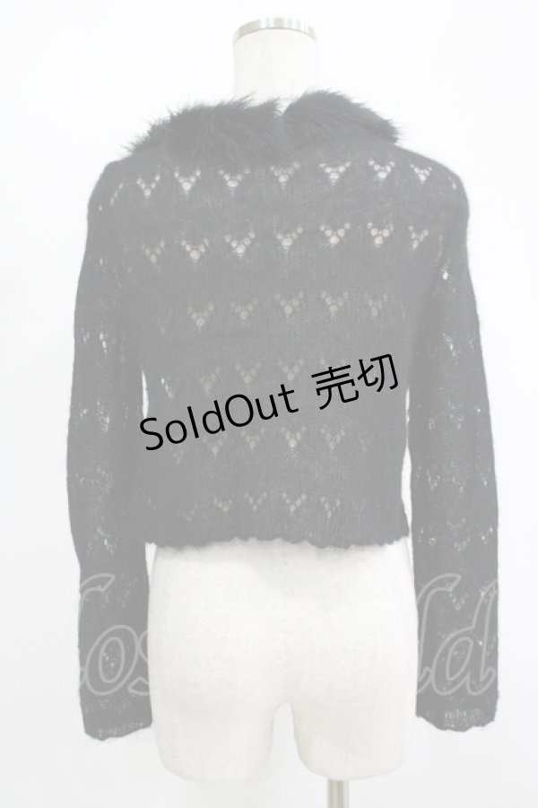 画像3: MILK / ファーリボンカーディガン  ブラック H-25-11-14-1037-ML-TO-KB-ZH (3)