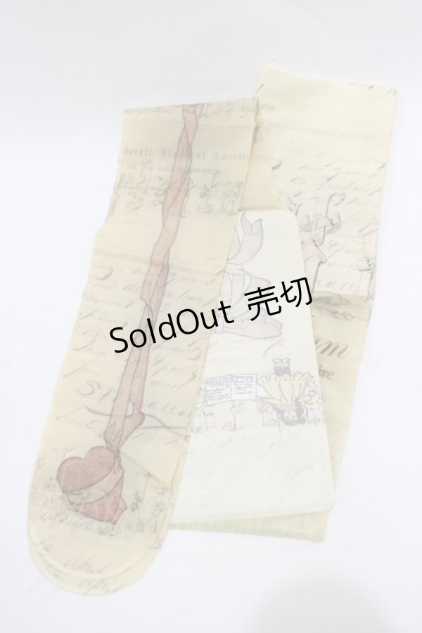画像2: Grimoire / プリントタイツ  アイボリー H-25-11-14-1046-GO-ZA-KB-ZH (2)