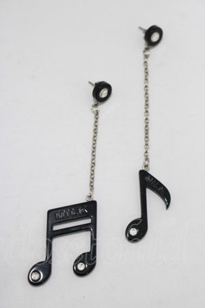 画像: MILK / 音符ピアス  黒 H-25-11-14-1059-ML-AC-KB-ZH